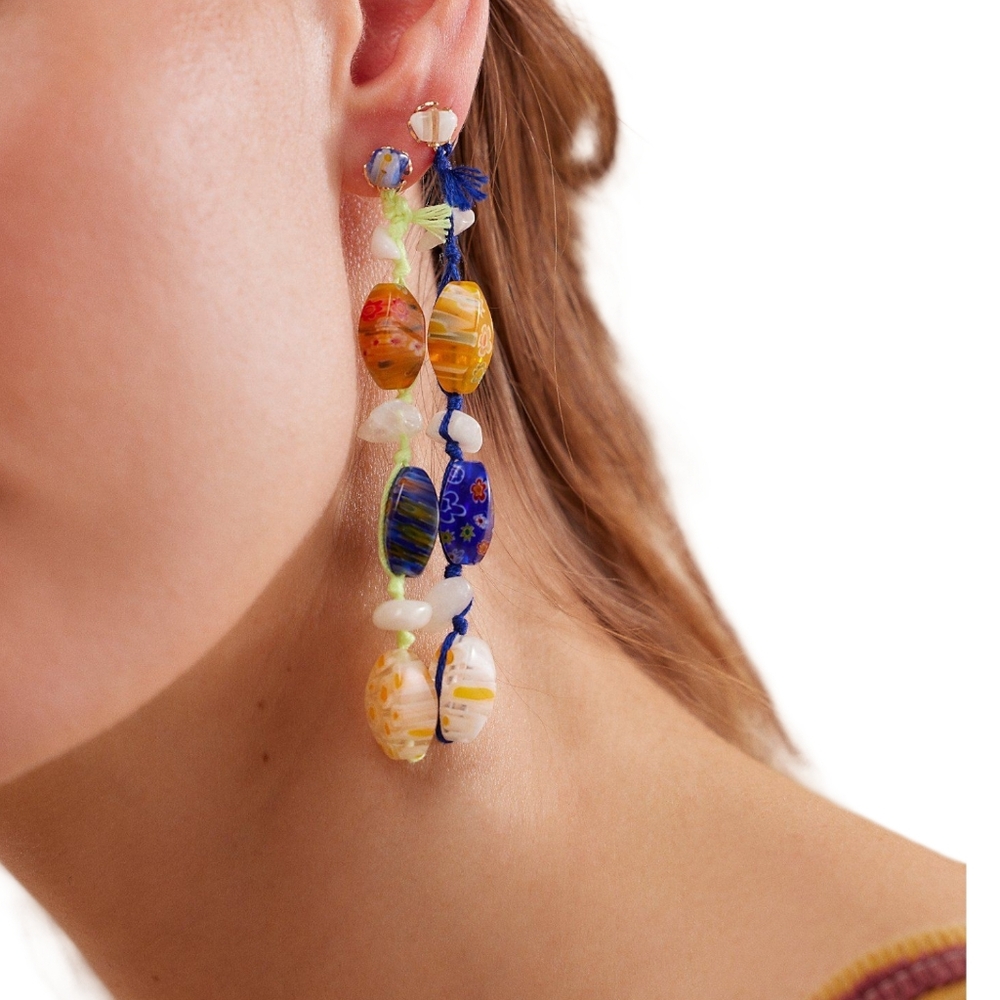 Free People x Ariana Ost Voyage Earrings Multicolor Glass Beaded Boho NWT